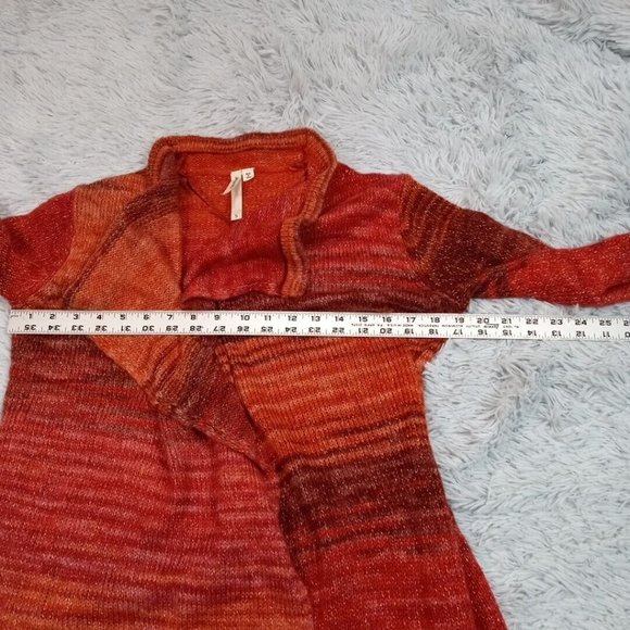 Como Vintage Womens Sweater Cardigan Orange Small Open Front Long Sleeve Sparkle - Picture 6 of 10